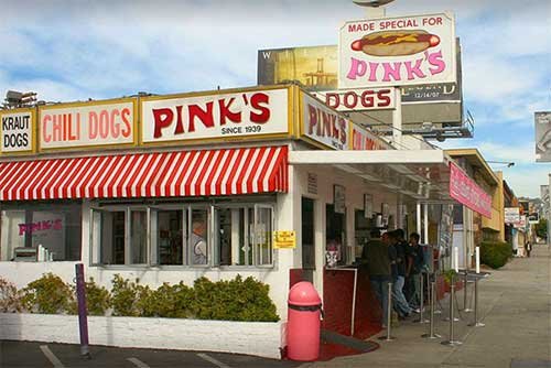 Pink's famous Hot Dog stand